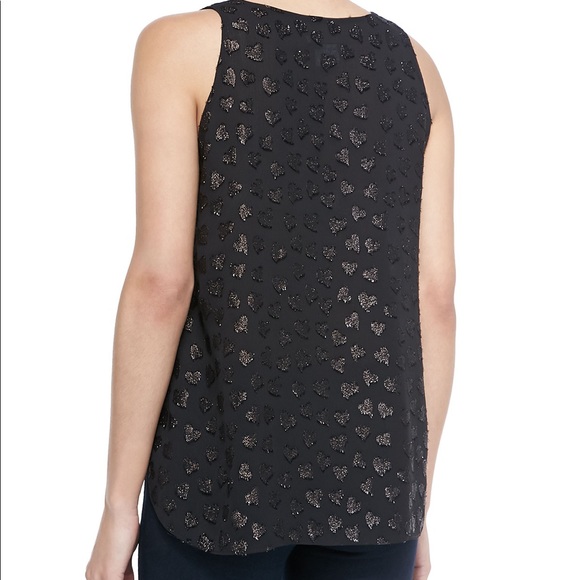 Alice + Olivia 'Bruden' Metallic Heart High/Low Tank black glitter sparkle m - Picture 2 of 10